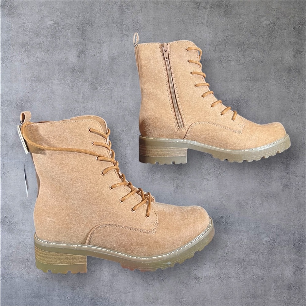 Universal Thread LaceUp Ophelia Side Zip Combat Boots with  Memory Foam - Picture 9 of 14